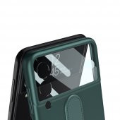KNY Samsung Galaxy Z Flip 3 Kılıf Yüzüklü Renkli Kipta Kapak Siyah - 3