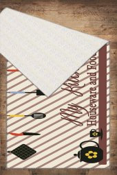 Kustulli Mutfak Gereçleri Desenli Yıkanabilir Kaymaz Taban Mutfak Halısı Kitchen-7065  Renkli 150x230 - 3