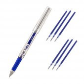 İmza Kalemi Mavi Renk 1.00mm 6 Adet Yedek Mürekkep Mikro İmza Kalemi MK-8526 6 Adet Yedek Mürekkep Hediyeli thumbnail 1