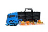 King Toys 3 Mini Araç ve Trafik Levhalı Taşıyıcı Kamyon Mavi LAL 2015 - 4