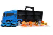King Toys 3 Mini Araç ve Trafik Levhalı Taşıyıcı Kamyon Mavi LAL 2015 - 7
