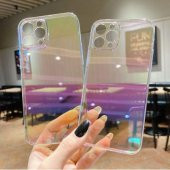 İphone 12 Pro Parlak Rainbow Holografik Kamera Korumalı Sert Kılıf thumbnail 2