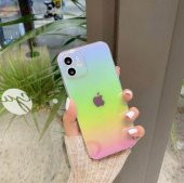 iPhone 12 Pro Max Parlak Rainbow Holografik Kamera Korumalı Sert Kılıf - 1