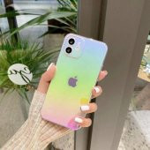 iPhone 12 Pro Max Parlak Rainbow Holografik Kamera Korumalı Sert Kılıf - 6