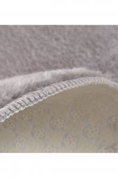 My Evilla Modern Dekoratif Halı Jel Kaymaz Taban Peluş Puffy Kalp Model Gri Paspas Takımı 70x100-70x60 - 7