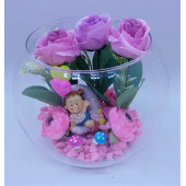 Kız Bebek Yeni Doğan Doğum Tebrik Hediyesi Minik Meleğim Cam Teraryum thumbnail 1