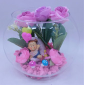 Kız Bebek Yeni Doğan Doğum Tebrik Hediyesi Minik Meleğim Cam Teraryum thumbnail 3