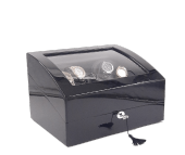 Otomatik Saat Kurma Kutusu (Winder) Piano Black 4+6 Siyah içi Siyah Led Işık Sistemli - 3