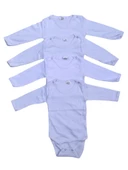 Bebek 4'lü Uzun Kollu Çıtçıtlı %100 Pamuklu Body Zıbın-Beyaz - 1
