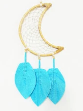 Turkuaz Yapraklı Aydede Modelli Makrome Duvar Süsü thumbnail 2