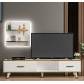 BMdekor TV Ünitesi Aren Beyaz Gold Ledli 180 cm - 1