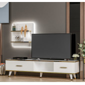 BMdekor TV Ünitesi Aren Beyaz Gold Ledli 180 cm - 2