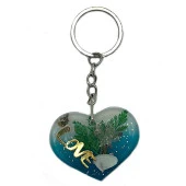 Kalp Şeffaf Reçine Anahtarlık Doğal Love thumbnail 1