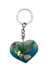 Kalp Şeffaf Reçine Anahtarlık Doğal Love thumbnail 2