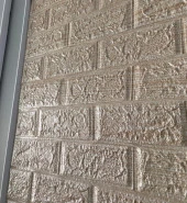 Renkli Duvarlar Kendinden Yapışkanlı Çizgili Krem Duvar Kağıdı Paneli 3D thumbnail 3