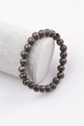 Lav Doğal Taş Füme Renkli Bileklik 8 mm Küre Kesim thumbnail 1