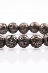 Lav Doğal Taş Füme Renkli Bileklik 8 mm Küre Kesim thumbnail 2