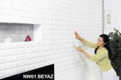 Renkli Duvarlar Kendinden Yapışkanlı Beyaz Duvar Paneli 3D Duvar Kağıdı - 6
