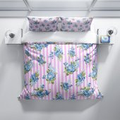 Cattleya BlueLine 3D Pamuk Saten Çift Kişilik Nevresim Takımı - 3