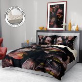 Monohome Premium Luxury Çift Kişilik Nevresim Takımı 3D Pamuk Saten Güz Yaprakları - 1