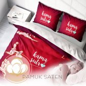 MonoHome Kamasutra Günü Çift Kişilik Nevresim Takımı 3D Pamuk Saten Red - 4
