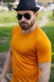 Sarı Hardal Basic Rahat İnce Petek Kumaş Spor Erkek Tshirt 22ETSHPORT - 5