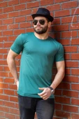 Yeşil Basic Rahat İnce Petek Kumaş Spor Erkek Tshirt 22ETSHPORT - 1
