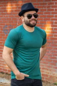 Yeşil Basic Rahat İnce Petek Kumaş Spor Erkek Tshirt 22ETSHPORT - 4