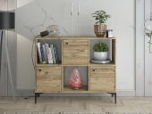 Woodn Love Orbit 3 Kapaklı Metal Ayaklı Çok Amaçlı Dolap Konsol - Atlantik Çam / Siyah - 2