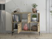 Woodn Love Orbit 3 Kapaklı Metal Ayaklı Çok Amaçlı Dolap Konsol - Atlantik Çam / Siyah - 3