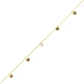 925 Ayar Gümüş Yuvarlak Zirkon Taşlı Çınar Yapraklı Halhal thumbnail 2