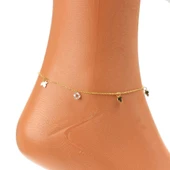 925 Ayar Gümüş Yuvarlak Zirkon Taşlı Çınar Yapraklı Halhal thumbnail 4