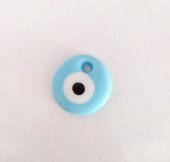 Nazar Boncuğu 1 Adet 3 CM Turkuaz Delikli Dekoratif Ağaç Bahçe Ev Süsleme - 1