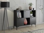 Woodn Love Orbit Premium 3 Kapaklı Metal Ayaklı Çok Amaçlı Dolap Konsol - Siyah / Siyah - 1