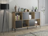 Woodn Love Satürn 4 Kapaklı Metal Ayaklı Çok Amaçlı Dolap Konsol - Atlantik Çam - Siyah / Siyah - 1