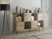 Woodn Love Satürn 4 Kapaklı Metal Ayaklı Çok Amaçlı Dolap Konsol - Atlantik Çam / Siyah - 1