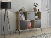 Woodn Love Orbit 3 Kapaklı Metal Ayaklı Çok Amaçlı Dolap Konsol - Atlantik Çam - Siyah / Siyah - 1