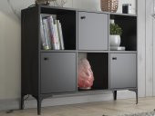 Woodn Love Orbit Premium 3 Kapaklı Metal Ayaklı Çok Amaçlı Dolap Konsol - Siyah / Siyah - 2