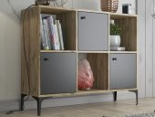 Woodn Love Orbit 3 Kapaklı Metal Ayaklı Çok Amaçlı Dolap Konsol - Atlantik Çam - Siyah / Siyah - 2