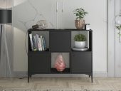 Woodn Love Orbit Premium 3 Kapaklı Metal Ayaklı Çok Amaçlı Dolap Konsol - Siyah / Siyah - 3