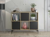 Woodn Love Orbit 3 Kapaklı Metal Ayaklı Çok Amaçlı Dolap Konsol - Atlantik Çam - Siyah / Siyah - 3