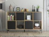 Woodn Love Satürn 4 Kapaklı Metal Ayaklı Çok Amaçlı Dolap Konsol - Atlantik Çam - Siyah / Siyah - 3