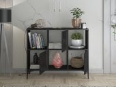 Woodn Love Orbit Premium 3 Kapaklı Metal Ayaklı Çok Amaçlı Dolap Konsol - Siyah / Siyah - 4