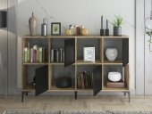 Woodn Love Satürn 4 Kapaklı Metal Ayaklı Çok Amaçlı Dolap Konsol - Atlantik Çam - Siyah / Siyah - 4