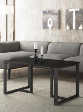 Woodn Love Ada Premium Metal Ayaklı Orta Sehpa - Siyah / Siyah - 4