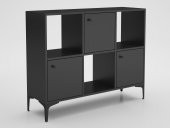 Woodn Love Orbit Premium 3 Kapaklı Metal Ayaklı Çok Amaçlı Dolap Konsol - Siyah / Siyah - 5
