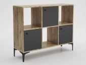 Woodn Love Orbit 3 Kapaklı Metal Ayaklı Çok Amaçlı Dolap Konsol - Atlantik Çam - Siyah / Siyah - 5