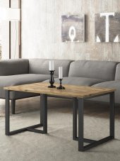 Woodn Love Ada Metal Ayaklı Orta Sehpa - Atlantik Çam / Siyah - 4