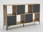 Woodn Love Satürn 4 Kapaklı Metal Ayaklı Çok Amaçlı Dolap Konsol - Atlantik Çam - Siyah / Siyah - 5
