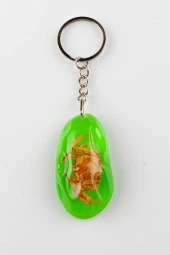 Yeşil Şeffaf Reçine Anahtarlık Doğal Yengeç thumbnail 2